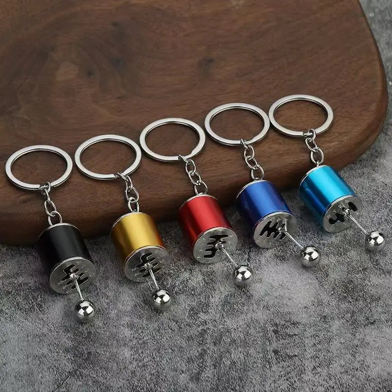 Custom Performance Car Gear Shift Knob Keychain Metal Fashion Keyring with Vintage or Cartoon Style Carabiner Style