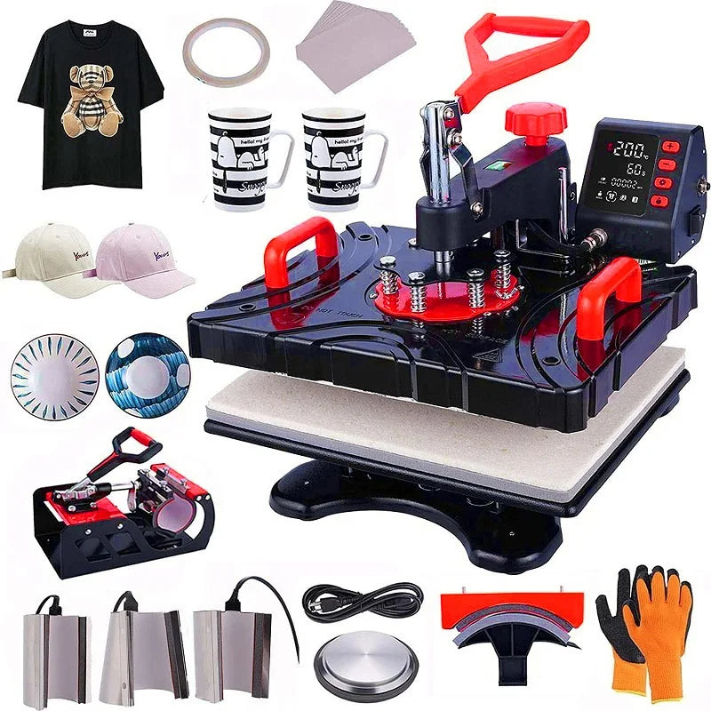Freesub 5 in 1 Heat Press Machine Combo Hat Cap Heat Press Machine Cup Mug Printing Machine t Shirt P8100-5