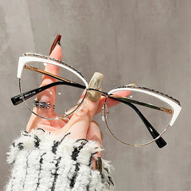Latest Vintage Cat Eye Women Anti Blue Light Blocking Glasses Optical Eyeglasses Metal Frame