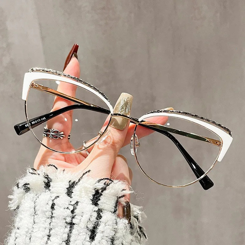 Latest Vintage Cat Eye Women Anti Blue Light Blocking Glasses Optical Eyeglasses Metal Frame