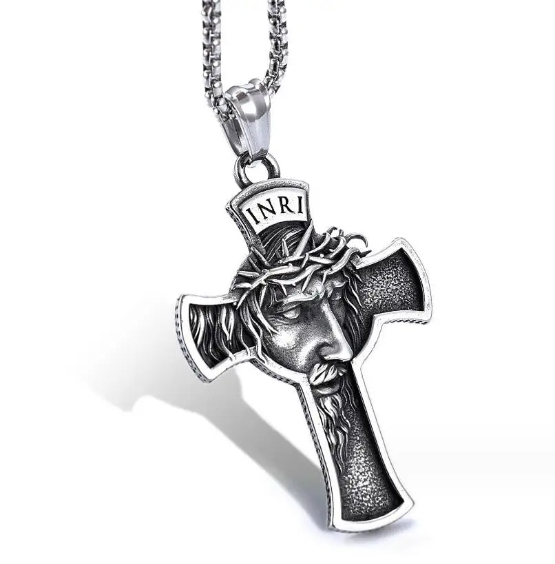 Caicai Classic Necklace Stainless Steel Cross Head Pendant Titanium Steel Link Featuring Pearl for Anniversaries Wholesale