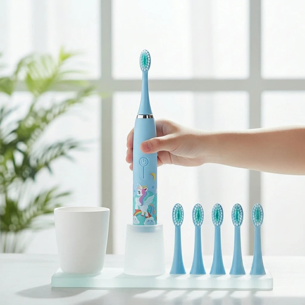 Electric Toothbrush Rechargeable Cartoon Smart Children's Soft Bristles 3-15 Years Old Waterproof IPX7 Sonic Toothbrush