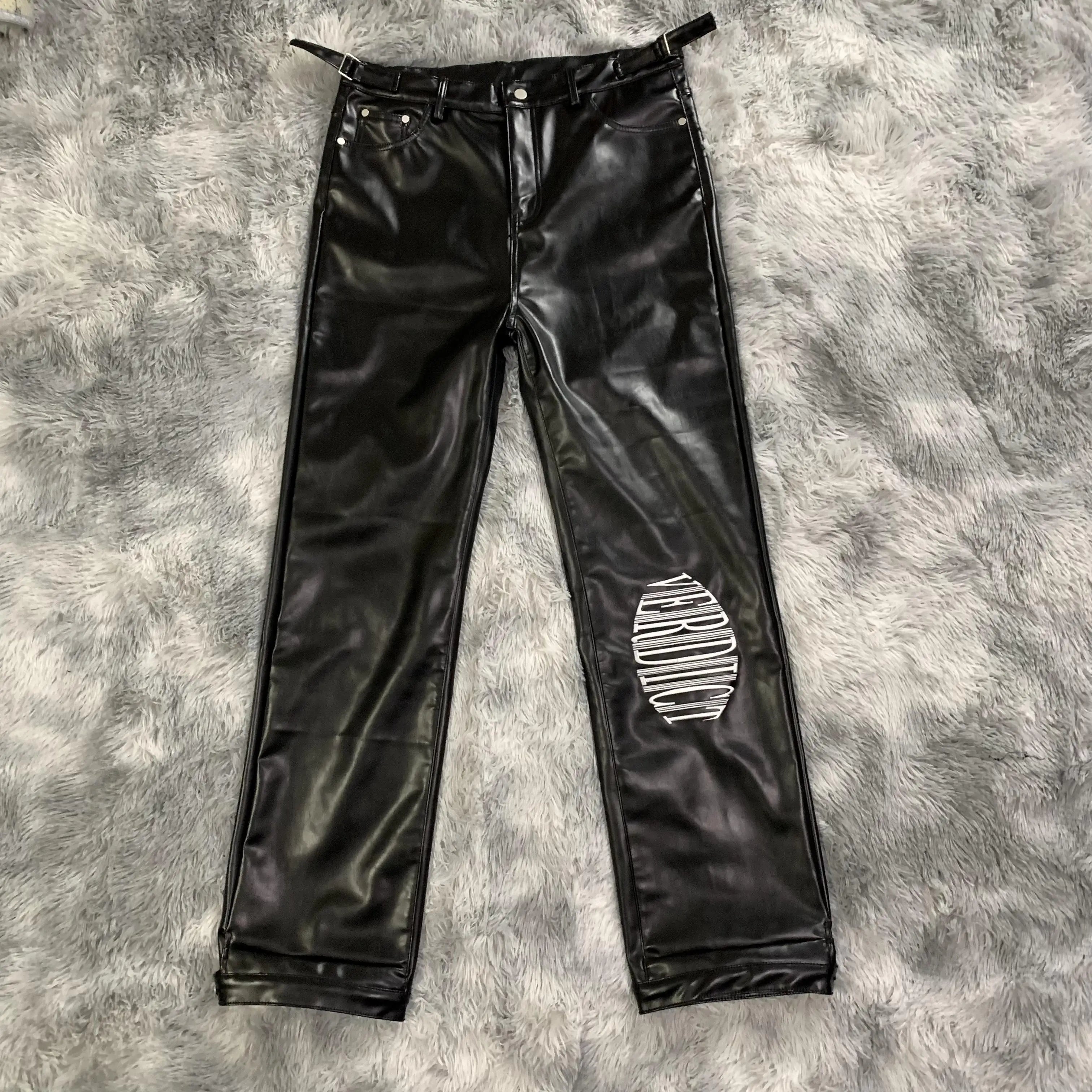 DENIMGUYS Custom Waterproof Men Pu Leather Pants Fit Fashion Elastic Genuine Leather Trousers