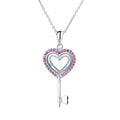 Romantic Heart-shaped Key Pendant Lovers Necklace 925 Sterling Silver Fashion Valentine's Day Gift