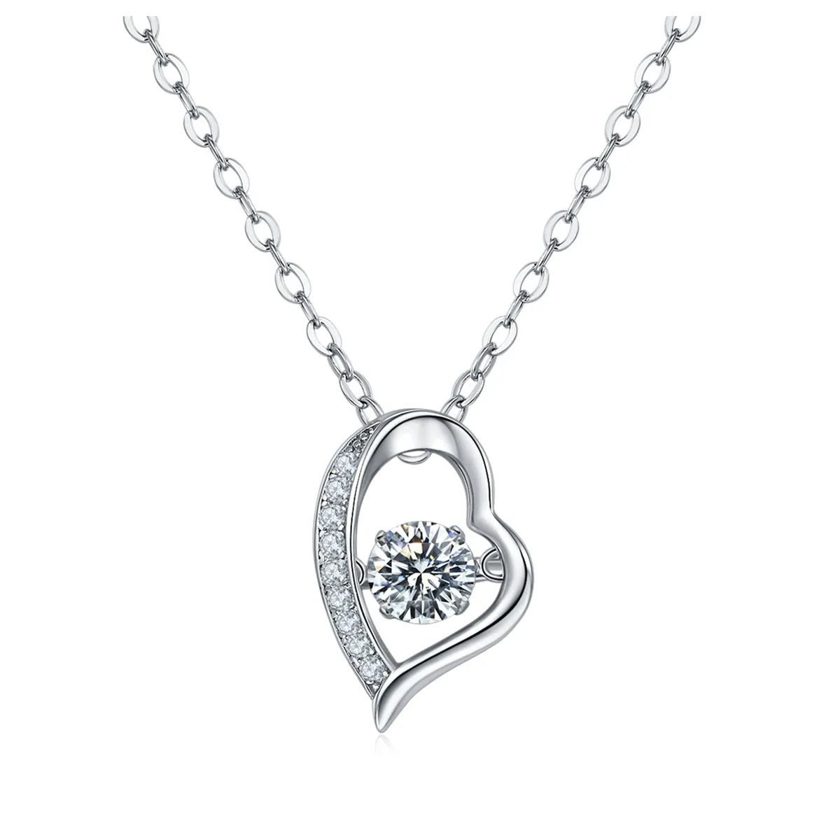 Simple New 18k Gold Plated  925 Sterling Silver Women Jewelry  0.5 Carat Heart Moissanite Clavicle Diamond Necklace