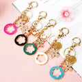 Wholesale Alloy Rhinestone Clover Keychain with Enamel Flower Design Rechargeable Color Changing Features for Girls