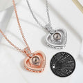Hypoallergenic Valentines Day Gifts Rose Gold Love Heart Projection Necklaces I Love You 100 Languages Heart Projection Necklace
