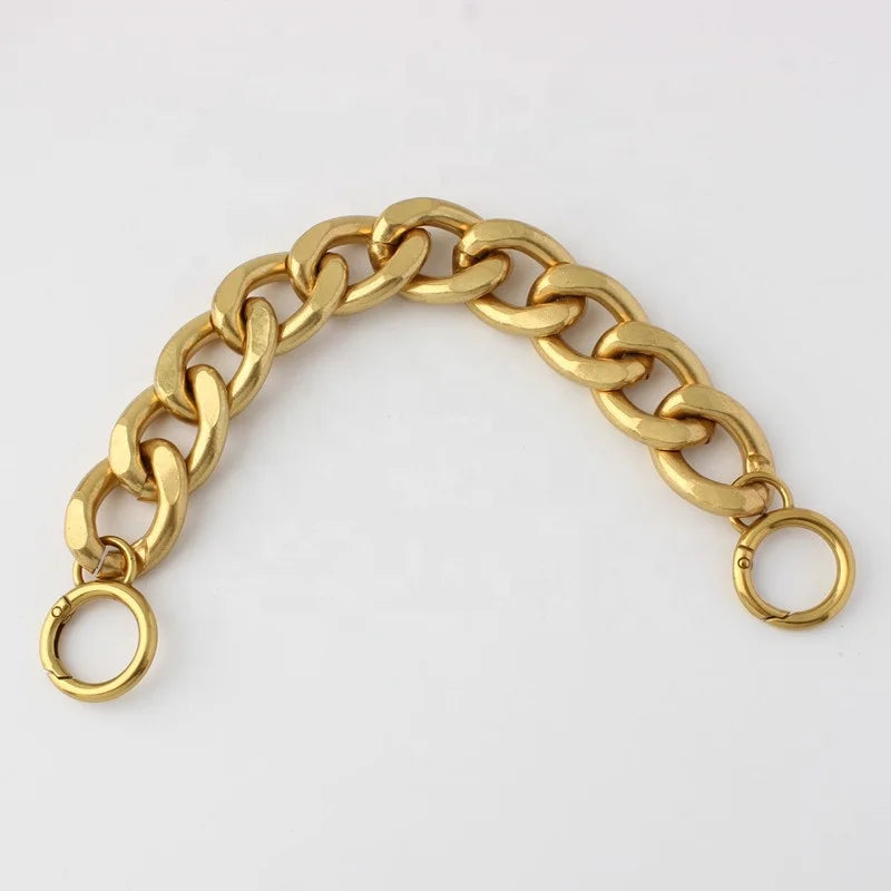 Nolvo World 27mm Wide Chain Dull Gold 30cm Short Carry Handle THICK Light Weight Aluminum Chain for DIY Bag Flat Chains