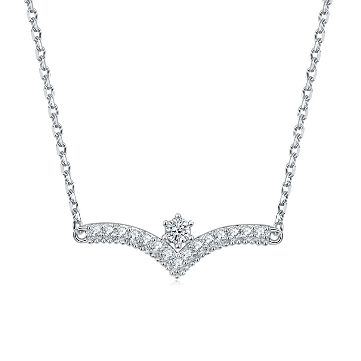 Fashion Geometric Jewelry Silver Necklace Women  Zircon Pendant Choker Necklace