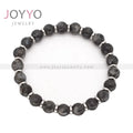 8MM Natural Black Obsidian Beads Rhinestone Crystal Bracelets Men Women Beads Bracelet