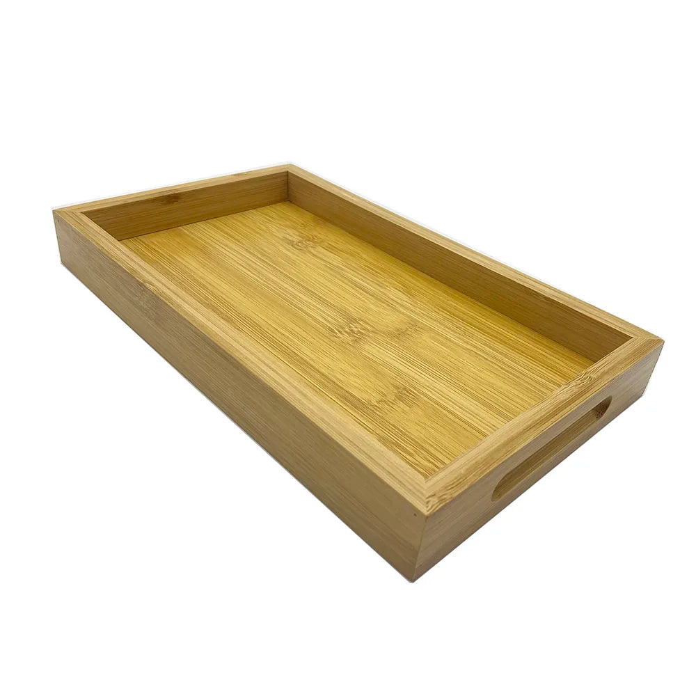 Large Sustainable Bamboo Ceramic Multifunction Serving Tray Rectangle Shape Kitchen Living Room Tea/Coffee Table Tableware