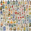 100Pcs Vintage Flower Vase Glass Bottle Graffiti Stickers for Girl Water Cup Notebook Decor Vinyl Lavender Sticker