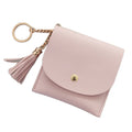 New Women's Simple Fashion Mini Slim PU Leather Luxury Card Holder Short Tassel Keychain Wallet