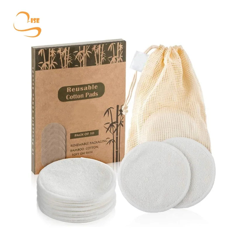 3.15" Round Reusable Eco-friendly Bamboo Terry Face Cleansing Pads All Skin Soft Terry Towel Makeup Remover Wipe