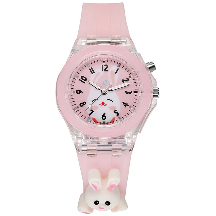 Hot-selling Cute Design Haiou Movement Cartoon Animal Pattern LED Light Quartz Watch for Kids