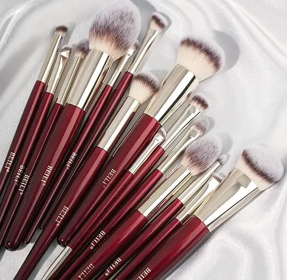 Hight Quality Factory Wholesale Low Moq Cosmetic Make up Brushes Red Wood Handle Vegan Professional Gold Makeup Brush Set
