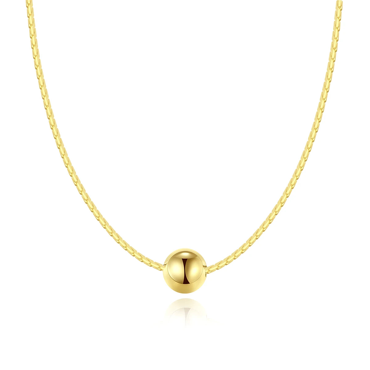 Women's Fashion Jewelry 14K Gold Plated Colar European Bead Necklace 925 Sterling Silver Link Chains