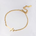 Wholesale Bulk Christian Religious Jewelry 18k Gold Plated Simple Classic Ladies'  Cross Anklet Bracelet Jewelry for Women