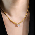 New Arrival 18k Gold Plated Stainless Steel Waterdrop Droplet Necklace Shaped Zircon Pendant Chain Necklace Women
