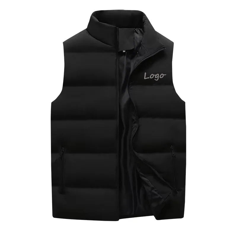 Wholesale Sleeveless OEM Male Clothing Winter Stand Collar  Vest Can Be Customized LOGO on the Thickened and Warm Men's Vest