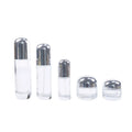 OEM/ODM Eco-Friendly 30G 50G 40ML 100ML 120ML Cosmetic Packaging Round Skin Care Lotion Glass Jar Silver Cap Spray Pump Bottle
