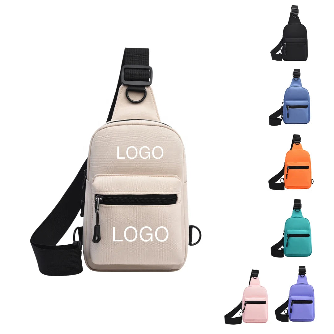 2025 New Wholesale Lightweight Custom Logo Double Side Unisex Sling Bag Small Crossbody Shoulder Bag for Phone Slim Chest Bags