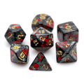 Blood Splatter Blue Polyhedral Acrylic Dice Set for D&D RPG Marble Style Targeted for Blood Splatter Themed Games
