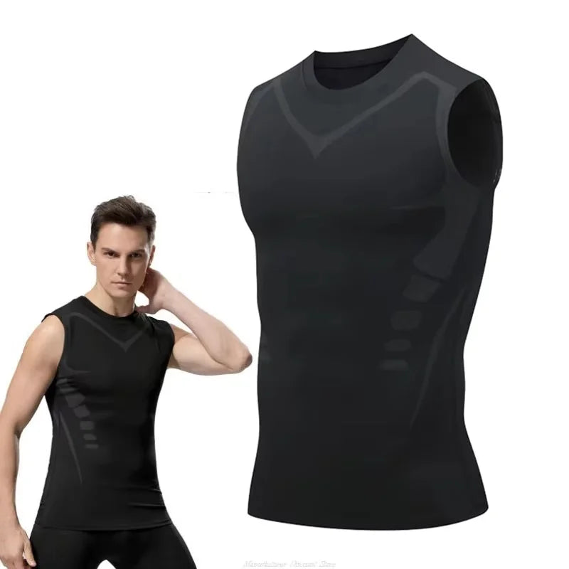 1 Piece High Elastic Sports Tight Tank Top Clothes Men Quick Dry T-shirt Fitness Basketball Running Training Bottoming