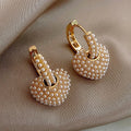European and American INS Premium Two Wear Geometric Earrings Fashion and Exquisite Pearl love Heart Earrings for Women