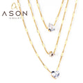 Ason Fashion 3 Tier Water Drop Star Heart Zircon Necklace Gold Plated Women Jewelry Pendant Necklace