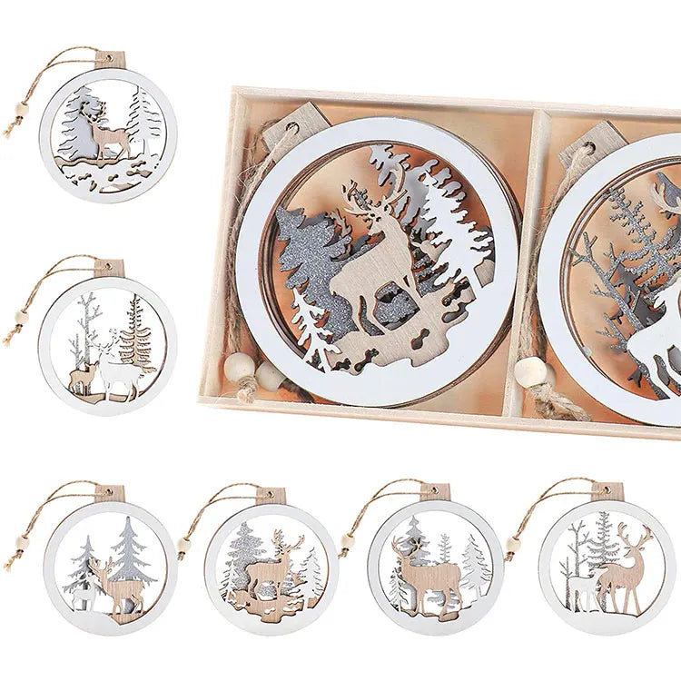 Christmas Hanging Wooden Ornaments for Holiday Season Decor