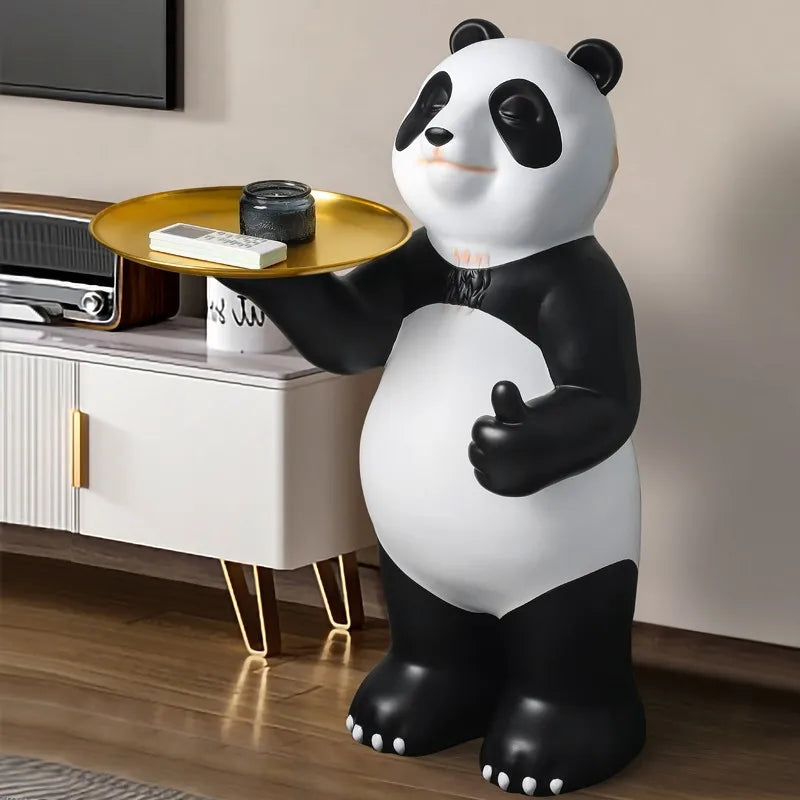 Panda Sculpture Ornaments Living Room Welcome Tray Storage Shop Room Home Decoration Resin Panda Sculpture Tray
