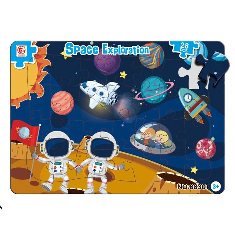 Space Exploration Jigsaw Puzzle 28 Pieces for Kids Dual Layer Paper Puzzle