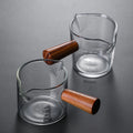 70ml 75ml Mini Glass Coffee Milk Jug Creamer Milk Frothing Pitcher Measuring Cups With Wooden Handle