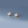 Wholesale Luxury 925 Sterling Silver Flower Hoop Earrings Three-Petal Zircon Trendy Piercing Jewelry for Women Romantic