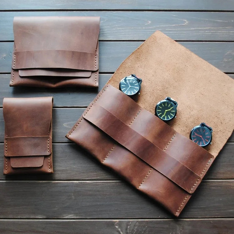Portable Travel Accessories Storage Watches Bag Personalized Custom Leather Watch Pouch