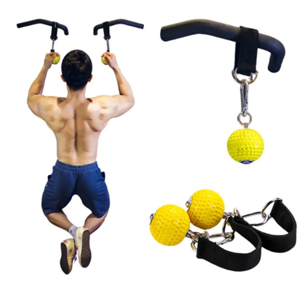 Duolite Yellow Arm Back Pull-Up Power Ball Hold Grips Straps Non-Slip Nylon+Steel Custom Logo Body Strength Trainer Exerciser