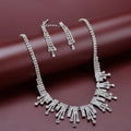 Top Quality Luxury Tassels Crystal Jewelry Necklace Earing Set Bling Wedding Bridal Jewelry Sets for Women Bijoux Mariage Zestaw
