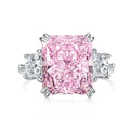 Dylam Fine Jewelry Manufacturer Sterling Silver 925 Ring Colorful Cubic Zirconia Diamond Square Shaped Finger Wedding Rings