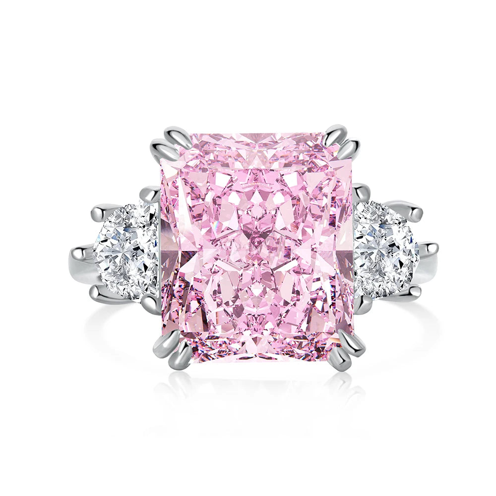 Dylam Fine Jewelry Manufacturer Sterling Silver 925 Ring Colorful Cubic Zirconia Diamond Square Shaped Finger Wedding Rings