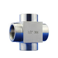 High Pressure 4-Way Stainless Steel Adapter Fitting 250 Bar 1/4\" 1/2\" 3/4\" Female Thread Cross Equal Diameter Pipe Fittings