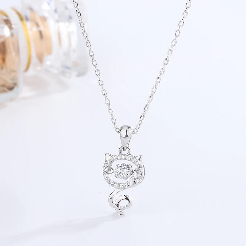 Custom Pendant Necklace S925 Sterling Silver Jewelry Cat Head 5A Zircon Pendant Women's Necklace Jewelry Wholesale
