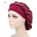 Wholesale Custom Logo Silky Satin Hair Wraps Wide Band Satin Bonnet Sleep Cap Silk Turban Elastic Curly Femme Satin Hair Bonnets
