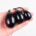Huiying Hot Sales for Vaginal Exercise Polished Yoni Eggs Shape Wholesale Natural Black Obsidian Yoni Eggs Set for Women