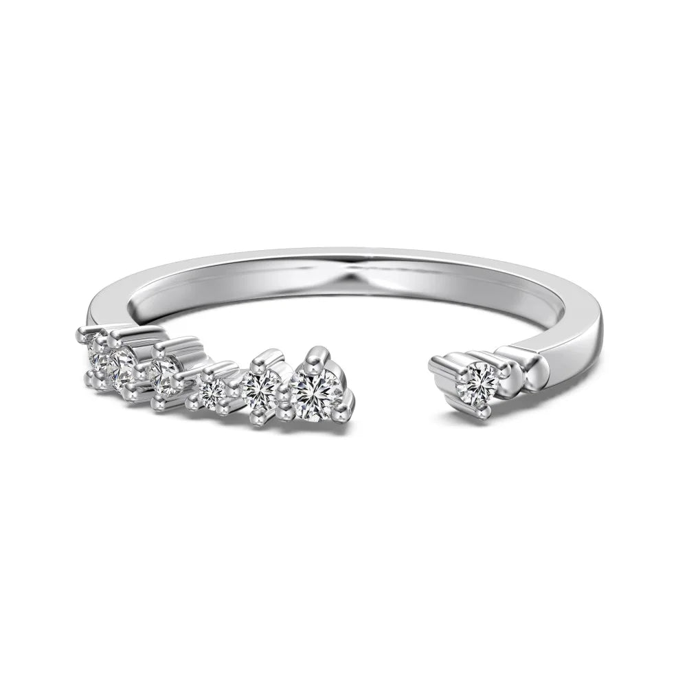 Dylam Verified Jewelry Supplier Customized 925 Sterling Silver 18K Gold Plated Adjustable Open Eternity Band 5A Zirconia Rings