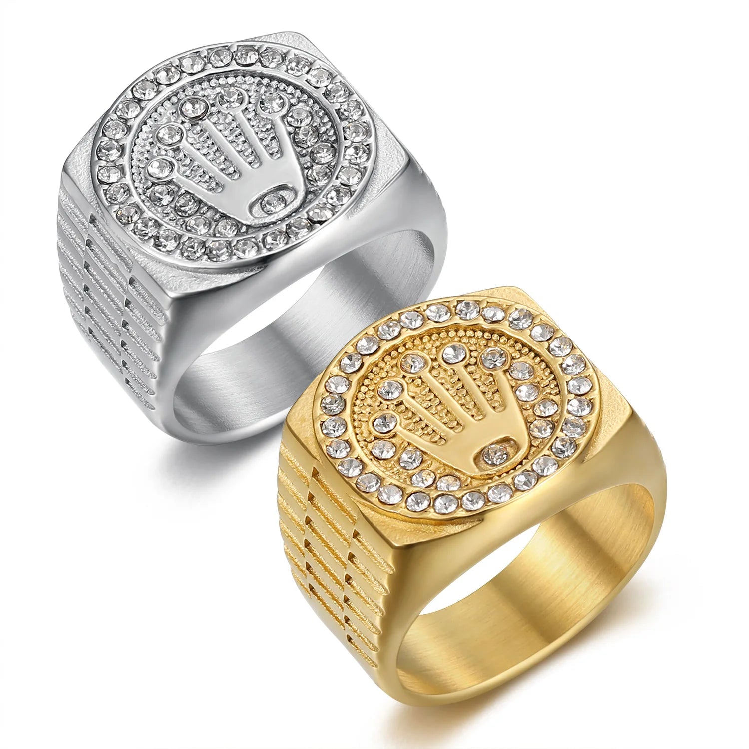 Fashion Accessories Men Women Stainless Steel Gold Plated Finger Rings Hip Hop Unisex Jewelry Rock Crown Ring
