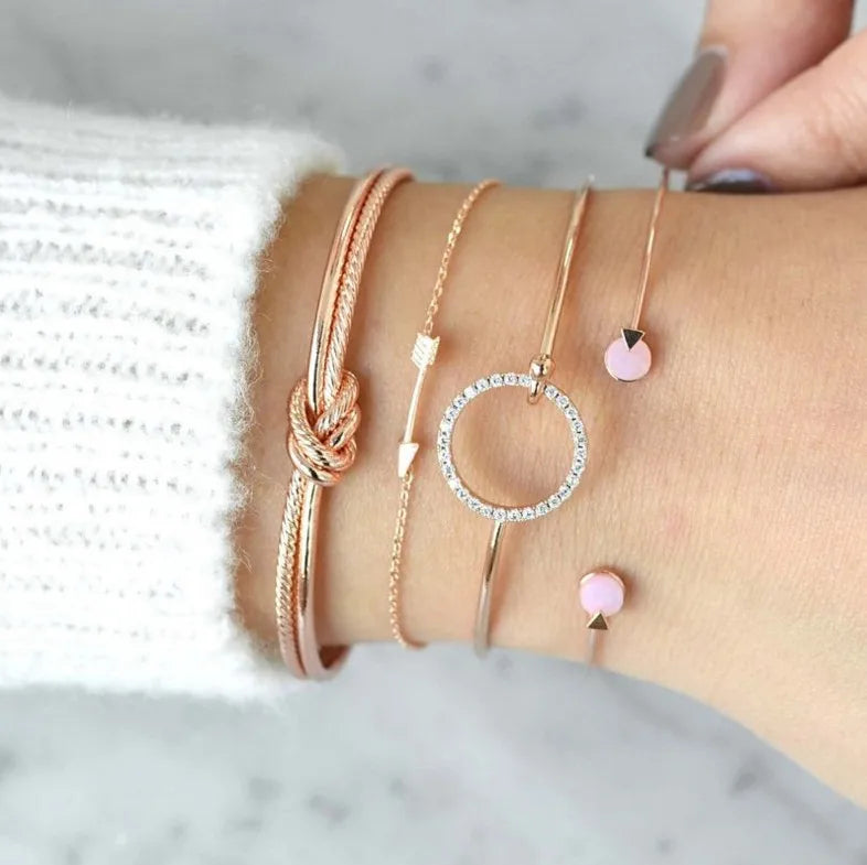 Contracted Women Knot Bracelet 4pcs/set Bangle Bracelets Geometry Fashion Jewelry