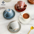 Customize Striped Speckled Mug Ceramic Coffee Tea Cups and Saucers Sets Ceramic Cup Saucer Tea Set