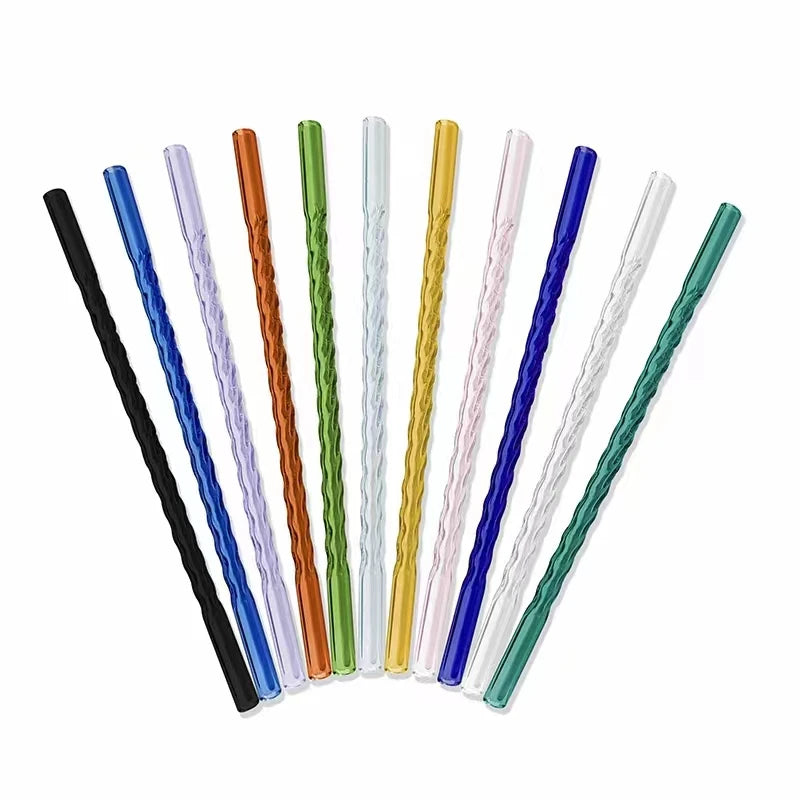 Wholesale Premium Crystal Drinking Straw Reusable Bent Glass Smoothie Straw