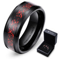 Classic Engagement Ring Tungsten Jewelry Inlay Opal Red Tungsten Ring Black Tungsten Carbide Rings for Men Boys Fashion Rings